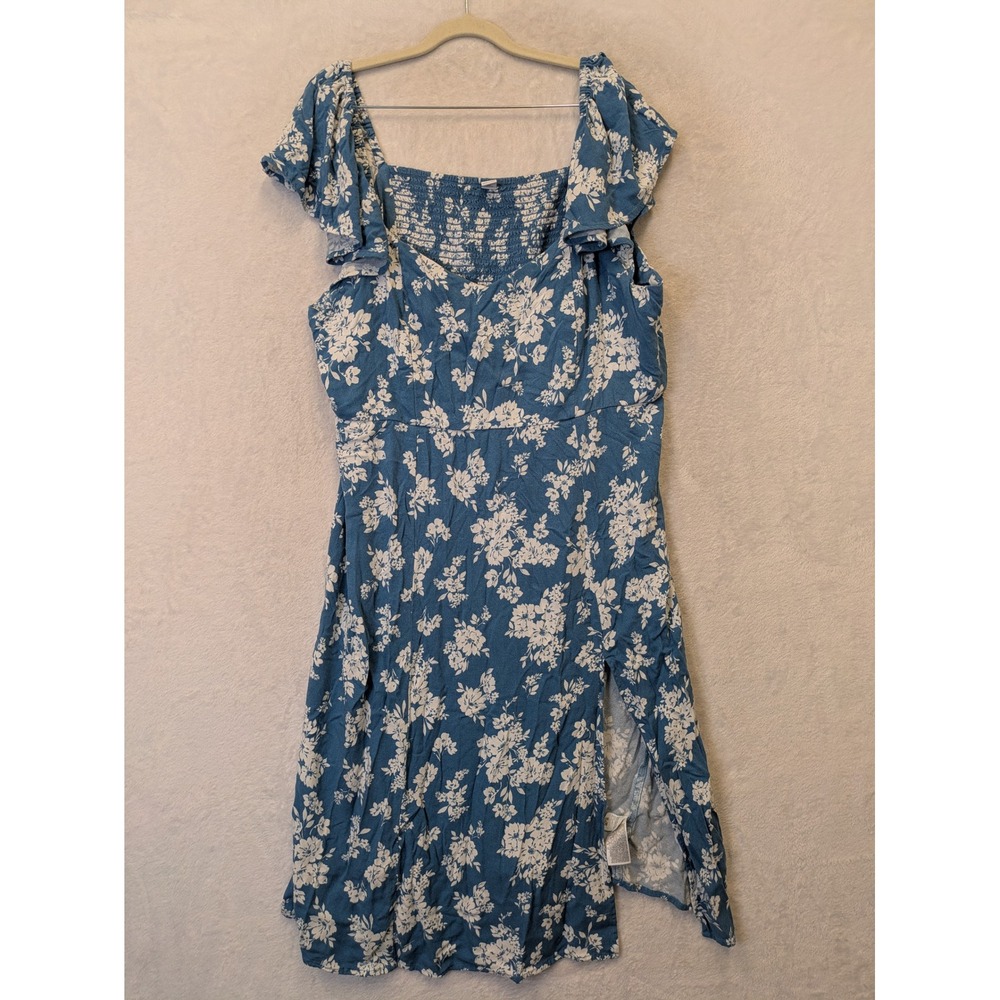 Old Navy Blue Floral Smocked Square Neck‎ Mini Dress XXL Petite